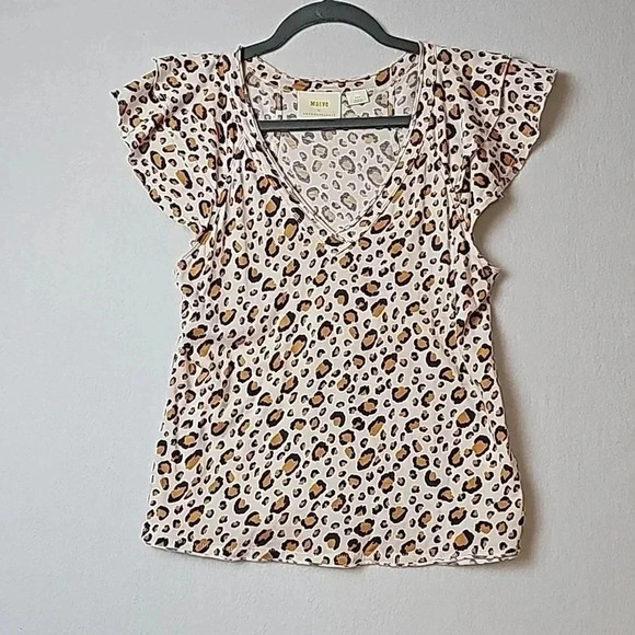 ♥MAEVE by ANTHROPOLOGIE Catie Ruffle-Sleeve Top Size XSP - Picture 1 of 9